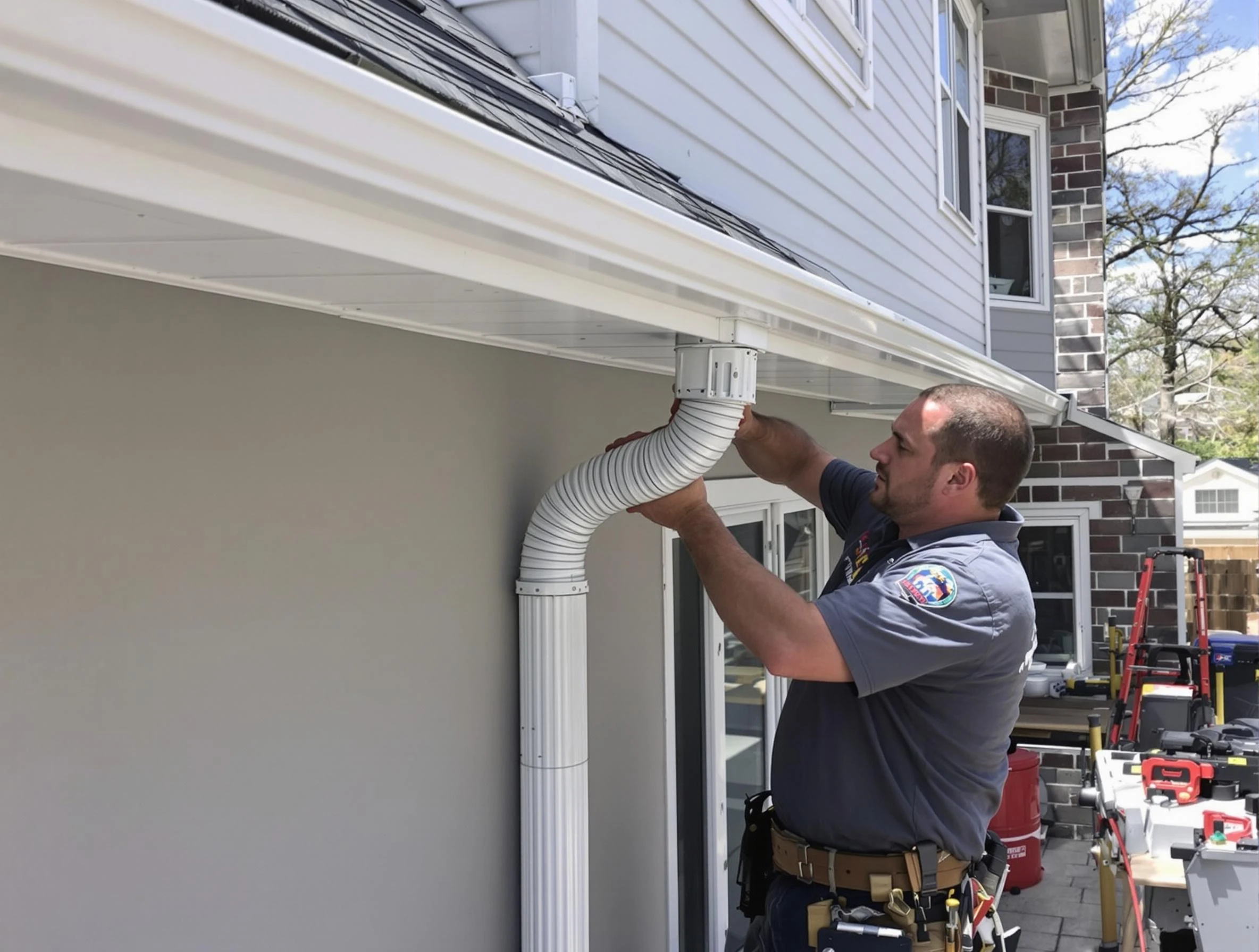 Downspouts installed by Brook Park Roofing Company to guide water away in Brook Park, OH