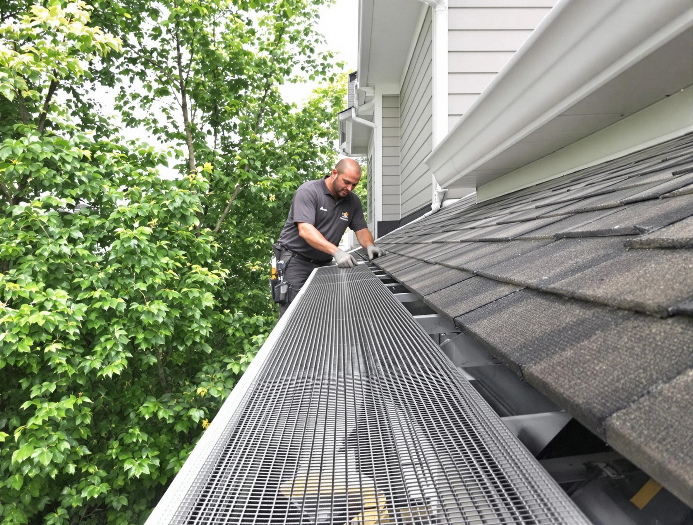 Close-up of gutter guards installed by Brook Park Roofing Company in Brook Park, OH