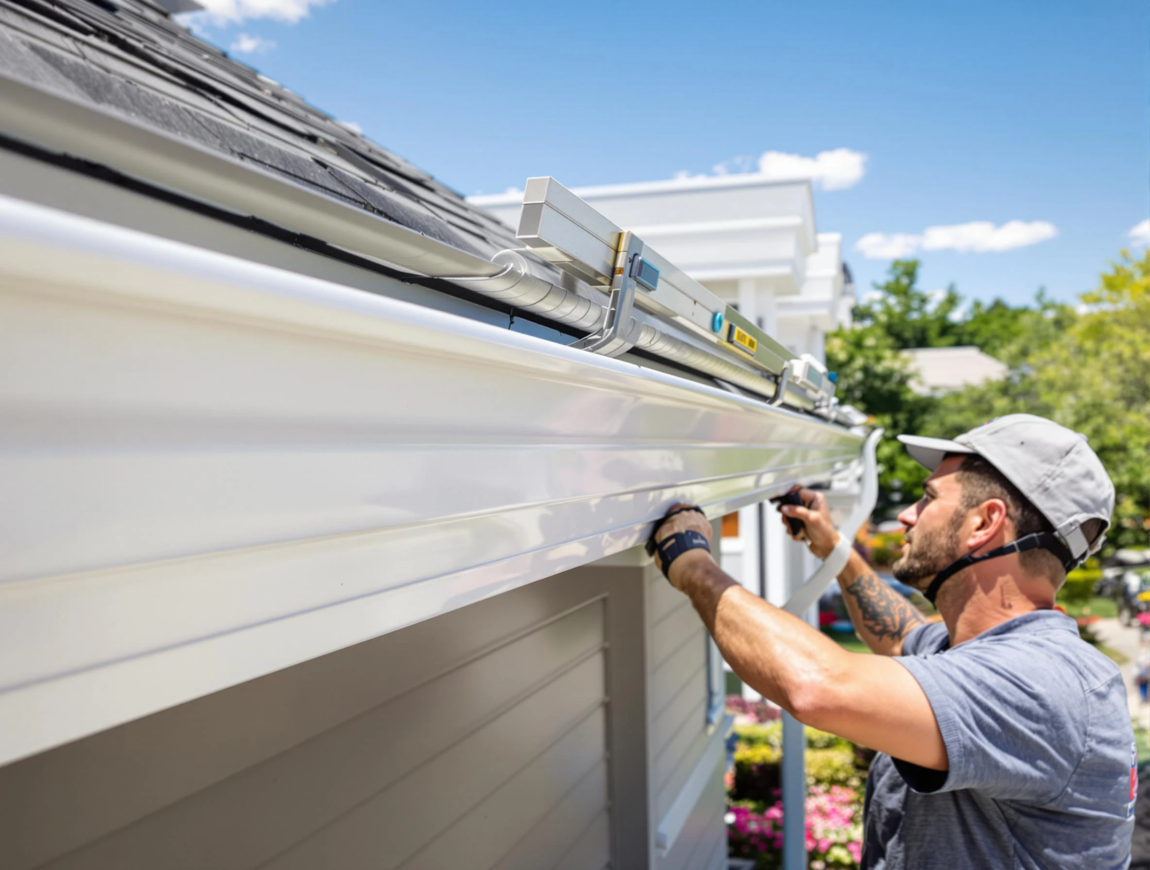 Newly installed gutters by Brook Park Roofing Company for a home in Brook Park, OH