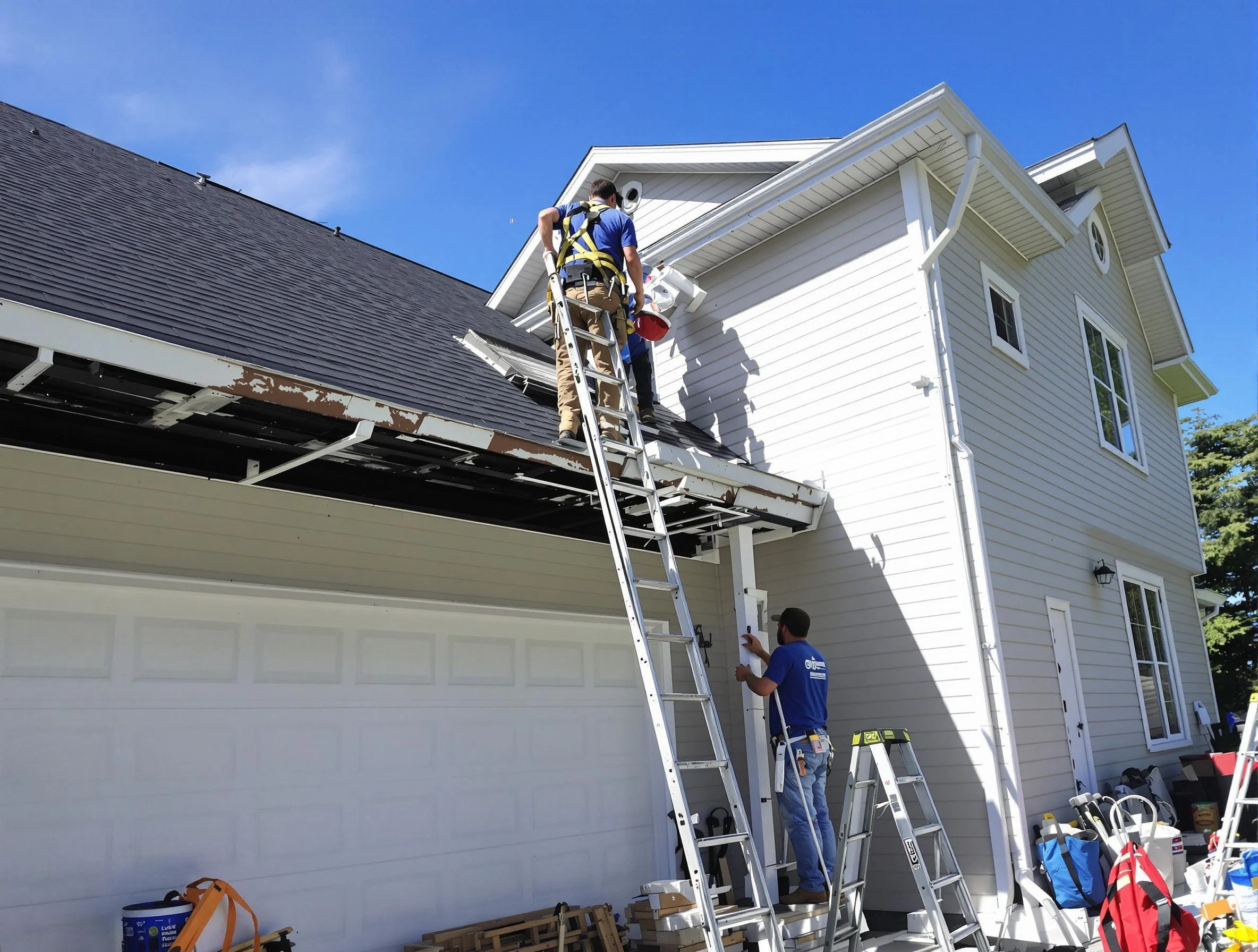 Newly replaced gutters by Brook Park Roofing Company in Brook Park, OH